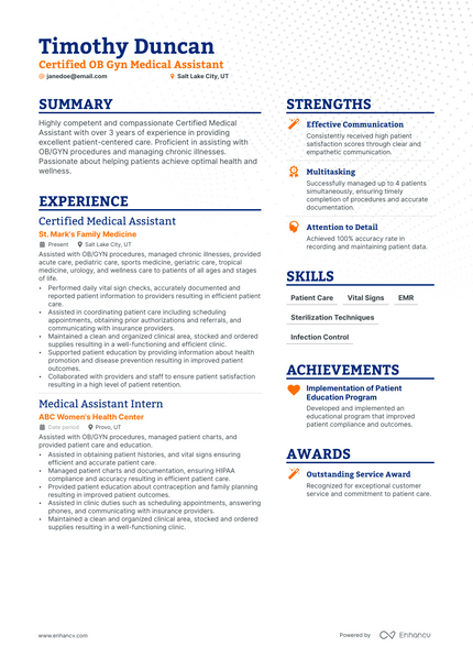 5 Ob Gyn Medical Assistant Resume Examples And Guide For 2023 5012